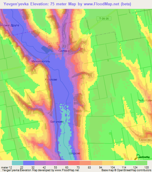 Yevgen'yevka,Ukraine Elevation Map