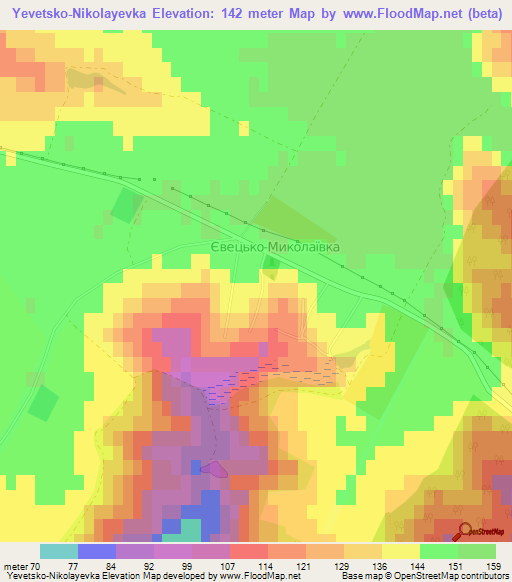 Yevetsko-Nikolayevka,Ukraine Elevation Map