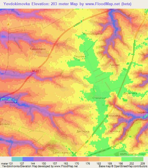 Yevdokimovka,Ukraine Elevation Map