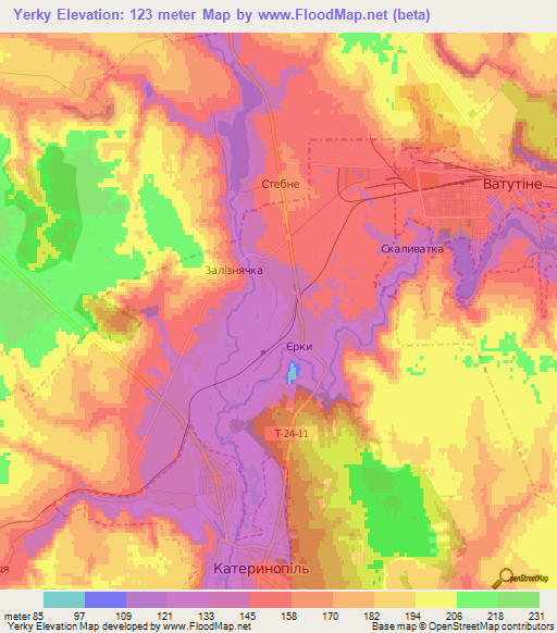 Yerky,Ukraine Elevation Map