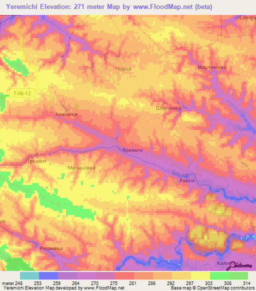 Yeremichi,Ukraine Elevation Map