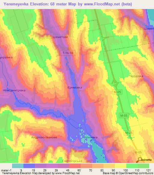 Yeremeyevka,Ukraine Elevation Map