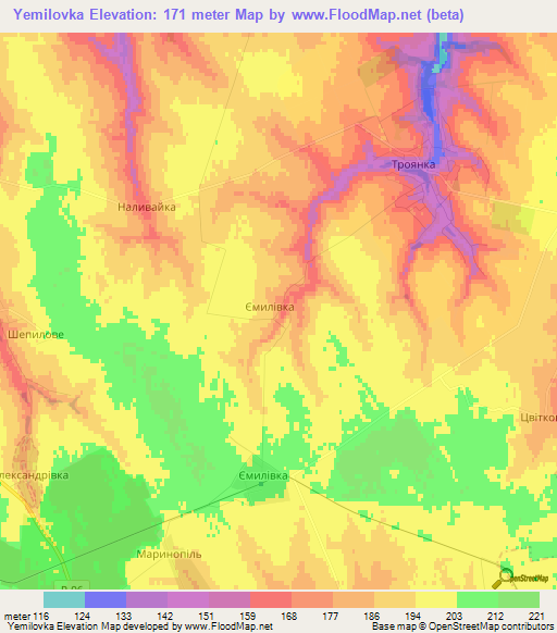 Yemilovka,Ukraine Elevation Map
