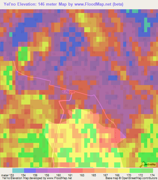 Yel'no,Ukraine Elevation Map