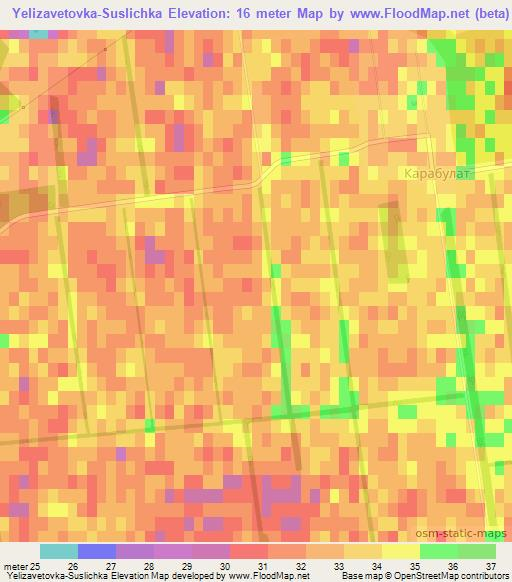 Yelizavetovka-Suslichka,Ukraine Elevation Map