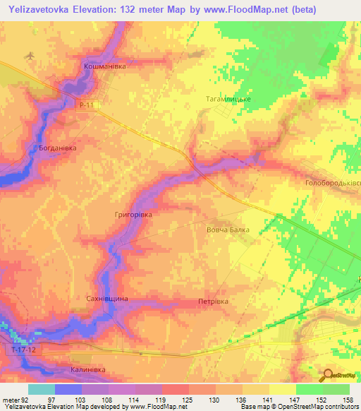 Yelizavetovka,Ukraine Elevation Map