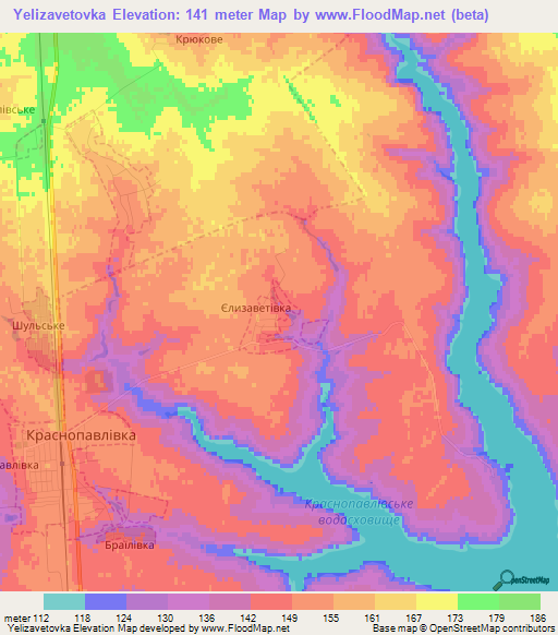 Yelizavetovka,Ukraine Elevation Map