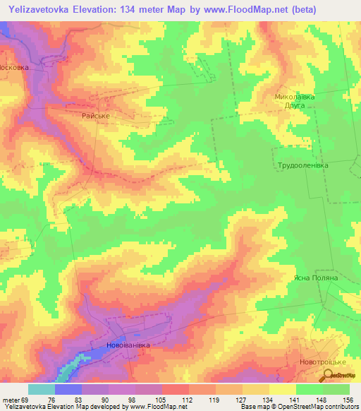 Yelizavetovka,Ukraine Elevation Map