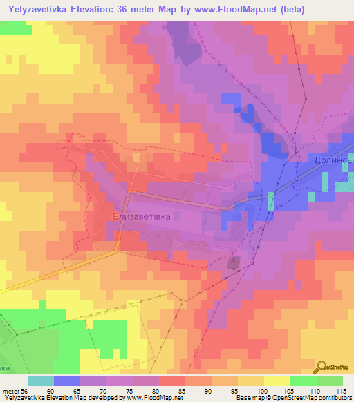 Yelyzavetivka,Ukraine Elevation Map