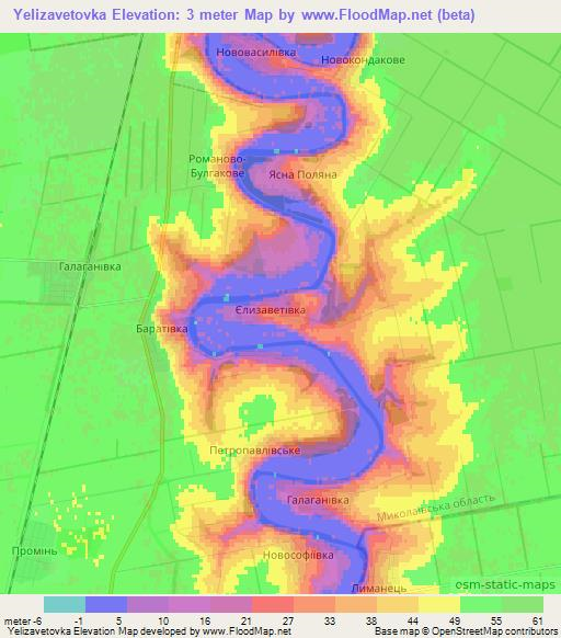 Yelizavetovka,Ukraine Elevation Map