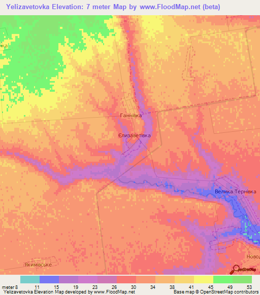 Yelizavetovka,Ukraine Elevation Map