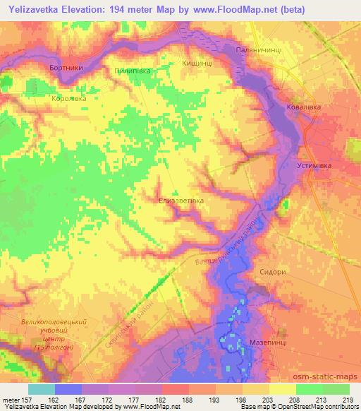 Yelizavetka,Ukraine Elevation Map
