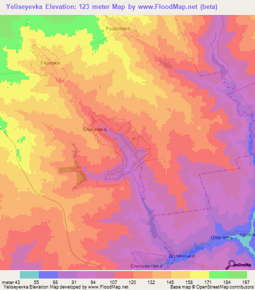 Yeliseyevka,Ukraine Elevation Map