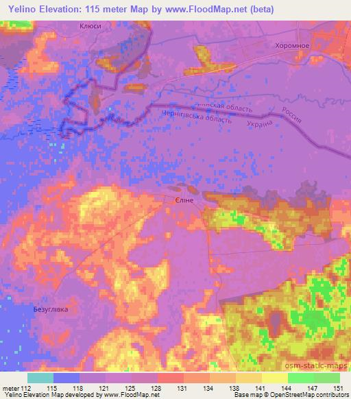 Yelino,Ukraine Elevation Map