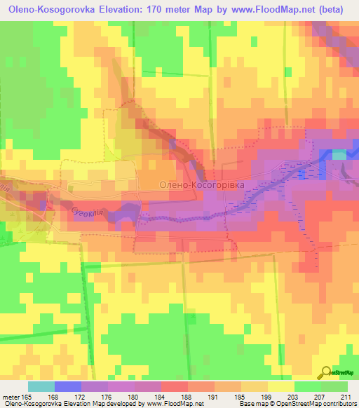 Oleno-Kosogorovka,Ukraine Elevation Map