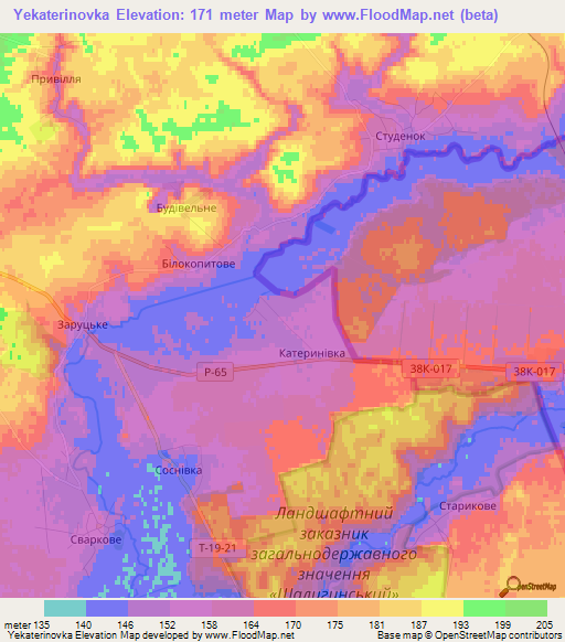 Yekaterinovka,Ukraine Elevation Map