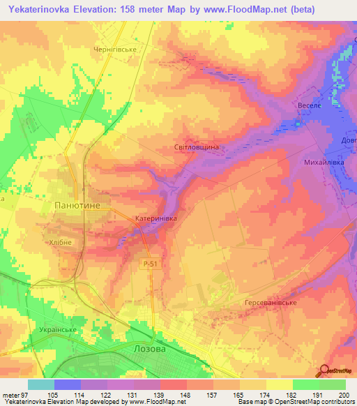 Yekaterinovka,Ukraine Elevation Map