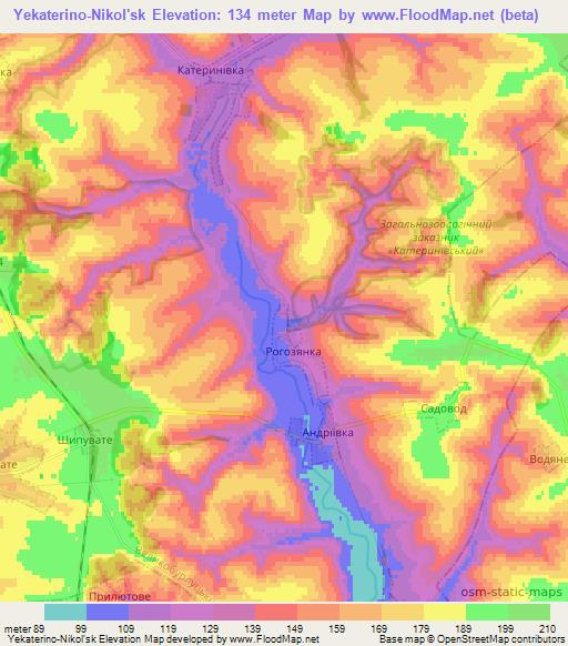Yekaterino-Nikol'sk,Ukraine Elevation Map