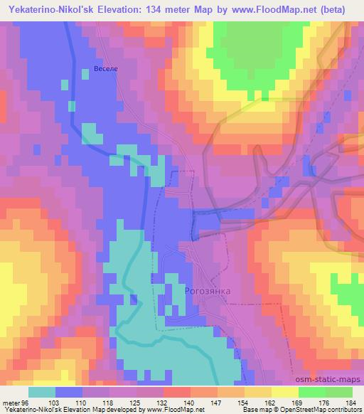 Yekaterino-Nikol'sk,Ukraine Elevation Map