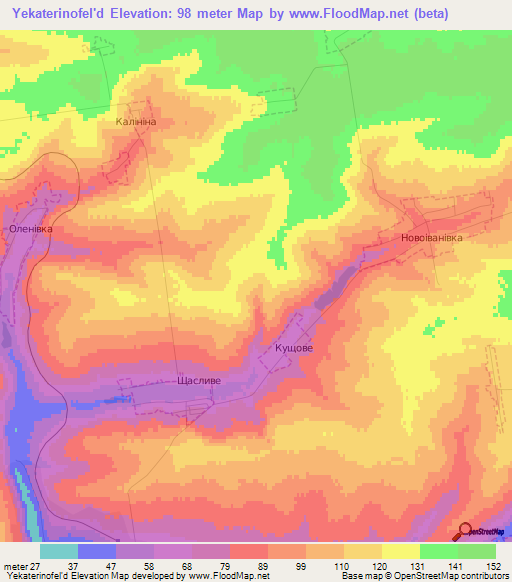 Yekaterinofel'd,Ukraine Elevation Map