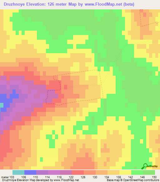 Druzhnoye,Ukraine Elevation Map
