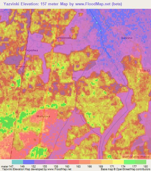 Yazvinki,Ukraine Elevation Map