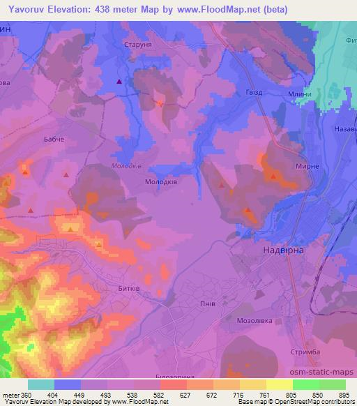 Yavoruv,Ukraine Elevation Map