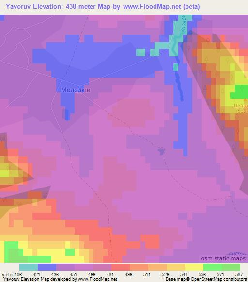 Yavoruv,Ukraine Elevation Map