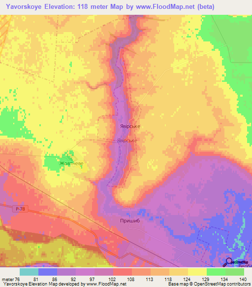 Yavorskoye,Ukraine Elevation Map