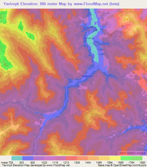 Yavirnyk,Ukraine Elevation Map
