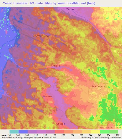 Yavno,Ukraine Elevation Map
