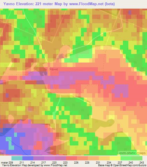 Yavno,Ukraine Elevation Map