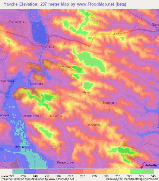 Yavche,Ukraine Elevation Map