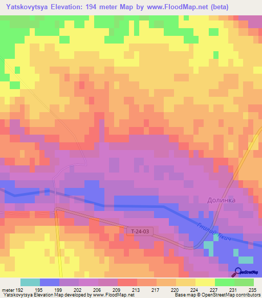 Yatskovytsya,Ukraine Elevation Map