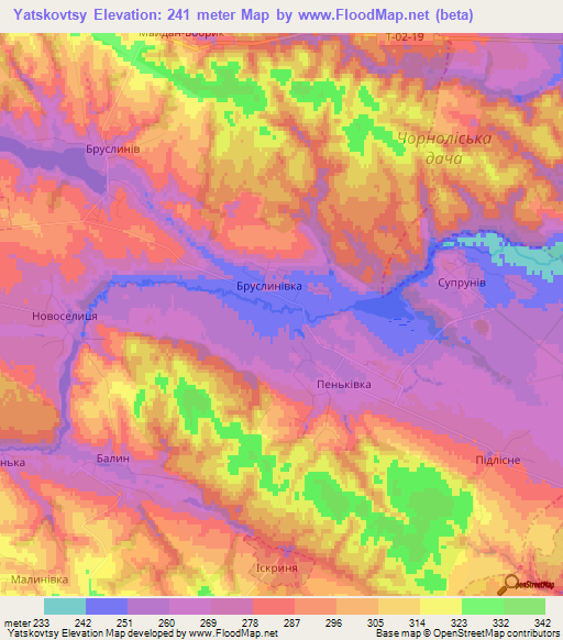 Yatskovtsy,Ukraine Elevation Map