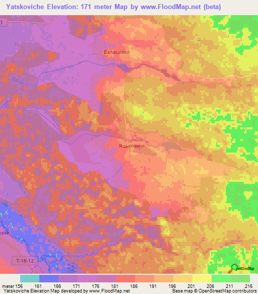 Yatskoviche,Ukraine Elevation Map