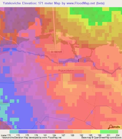 Yatskoviche,Ukraine Elevation Map