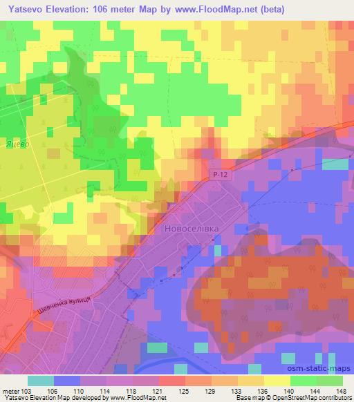 Yatsevo,Ukraine Elevation Map