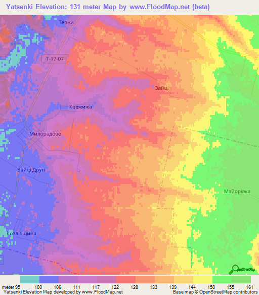 Yatsenki,Ukraine Elevation Map