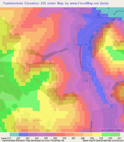 Yastshenbets,Ukraine Elevation Map