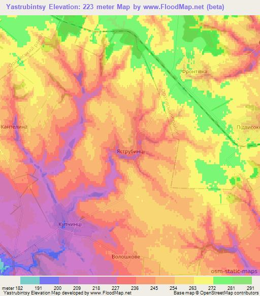 Yastrubintsy,Ukraine Elevation Map