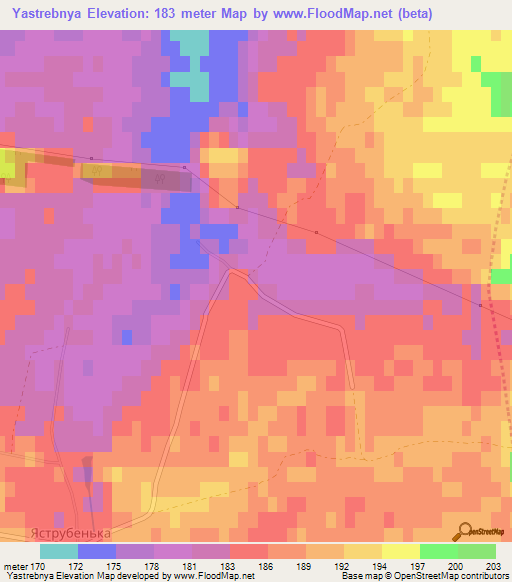 Yastrebnya,Ukraine Elevation Map