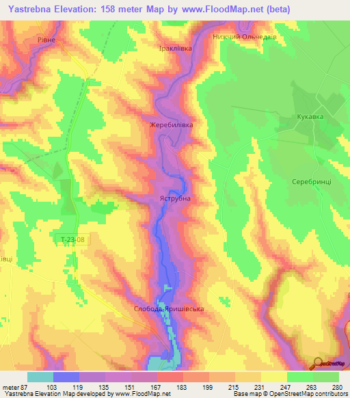 Yastrebna,Ukraine Elevation Map