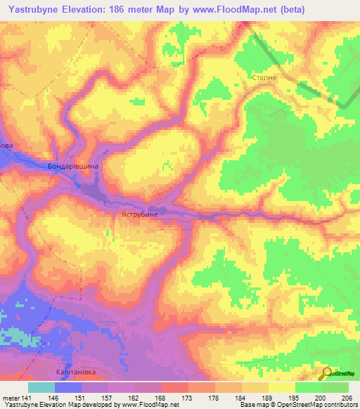 Yastrubyne,Ukraine Elevation Map