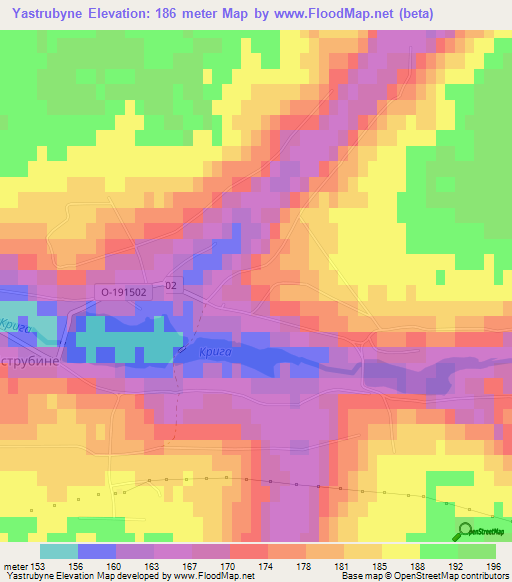 Yastrubyne,Ukraine Elevation Map