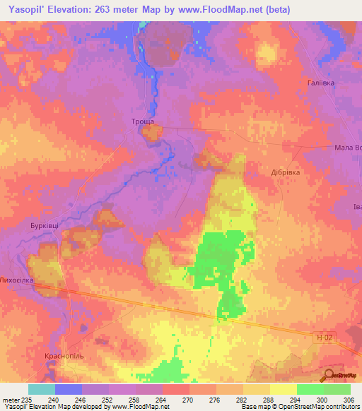 Yasopil',Ukraine Elevation Map