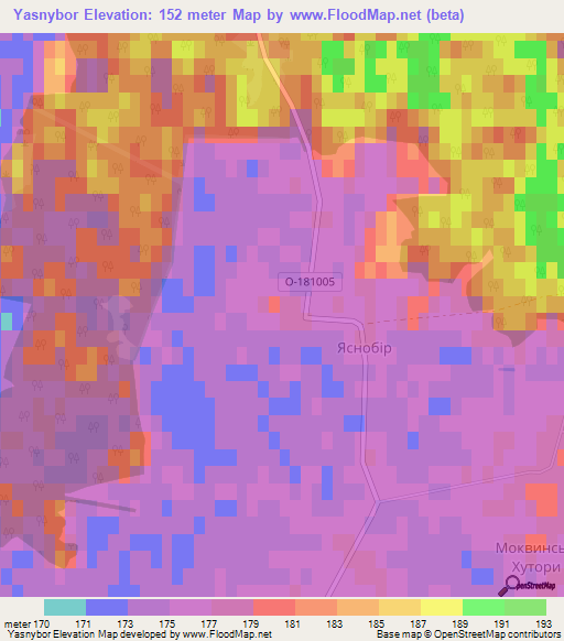 Yasnybor,Ukraine Elevation Map