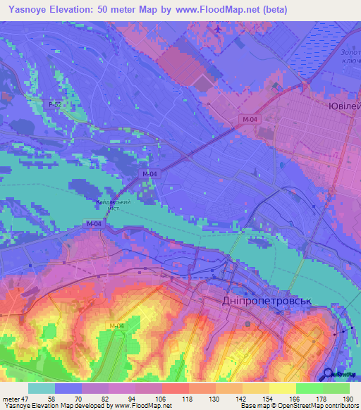 Yasnoye,Ukraine Elevation Map