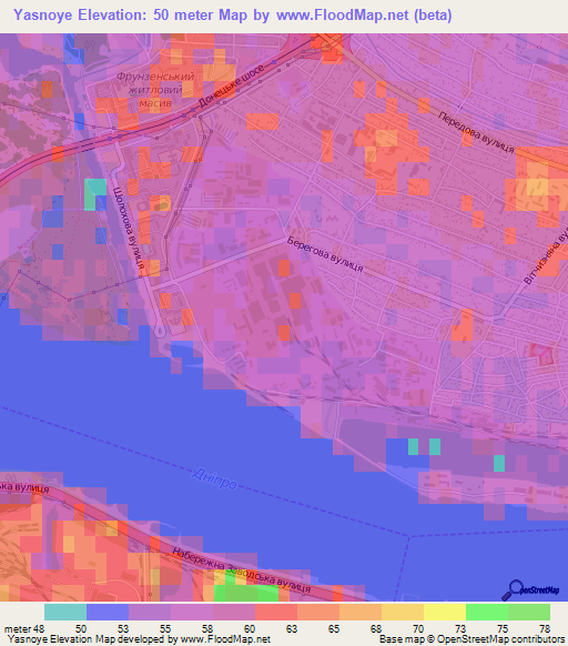 Yasnoye,Ukraine Elevation Map