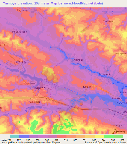 Yasnoye,Ukraine Elevation Map